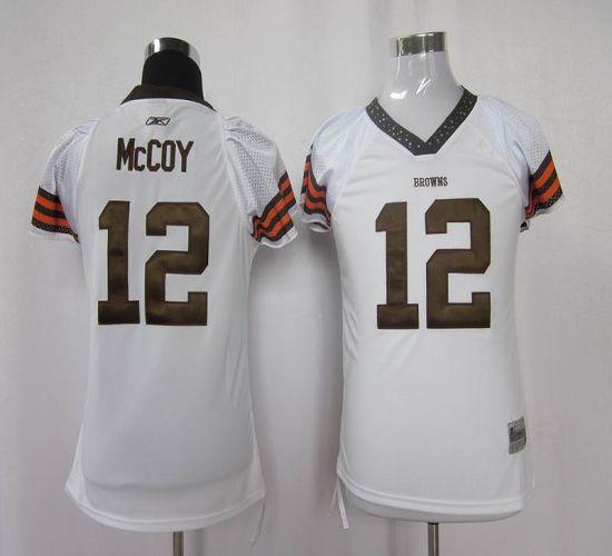 Browns #12 Colt McCoy White Women's Field Flirt Stitched NFL Jersey - Click Image to Close